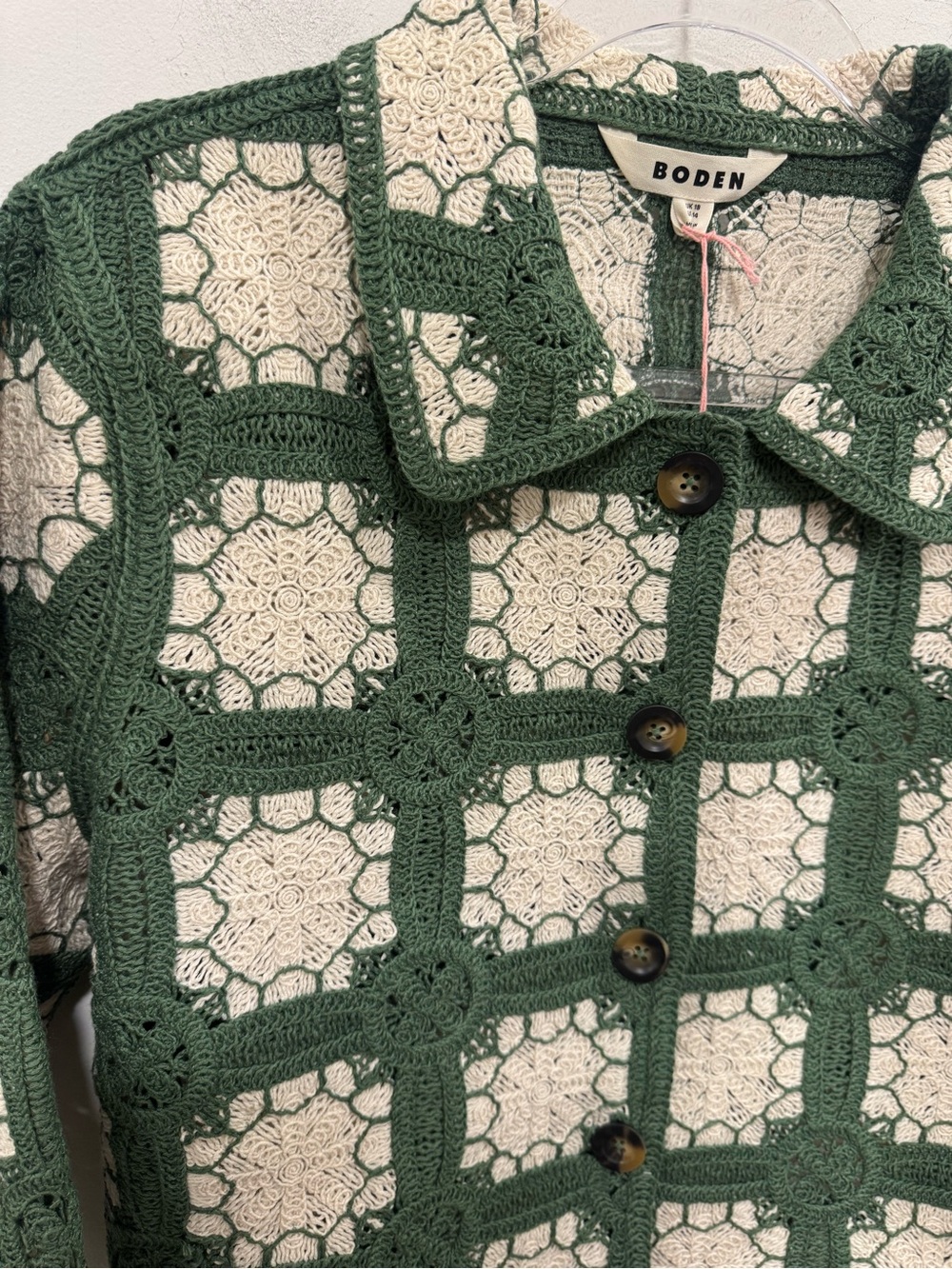 Boden Green and Cream Crochet Jacket - Picture 4 of 7